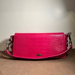 Pink crocodile embossed Lauren by Ralph Lauren shoulder bag